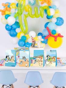 Decoraciones de fiesta de Bluey, productos de decoración de fiesta con tema de animación de dibujos animados, productos de cajas de regalo con tema de dibujos animados, cajas de regalo con tema de dibujos animados, cajas de dulces, regalos de fiesta, decoraciones de juego perfectas, bolsas de papel para regalos de cumpleaños, la mejor opción para decoración de regalos - Multicolor - Ver 4