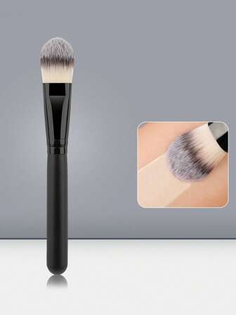 1 Pc Flat Tongue Shape Foundation Brush And Concealer Brush, Suitable For Liquid Makeup DIY Face Mask High-End Soft Bristle Contour Face Brush, Used For Blending Liquid, Cream, Eye Mask, Eye Concealer, Vegan Flat Makeup Tool