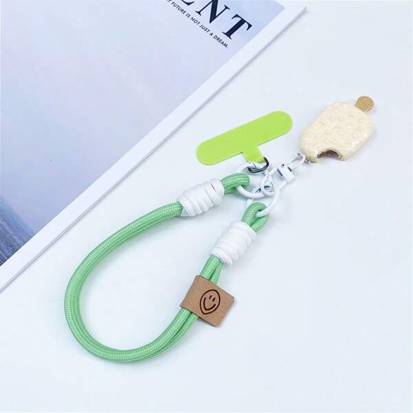 Fashion GreenCell Phone Lanyard Keychain Pendant Mug Camera Package Lanyard Handmade Bowl Rope Cell Phone Cases Ice Cream Pendant
