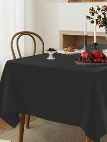 Black Plastic Table Cloth 54" X 108", Disposable Tablecloths Rectangle Table Cover, Plastic Tablecloths For Parties Halloween Decorations - Black - View 4