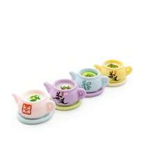 8 件苯乙烯树脂配件，卡通中国风茶壶微型玩具套装，适合 DIY 珠宝、装饰、展示和娃娃屋游戏