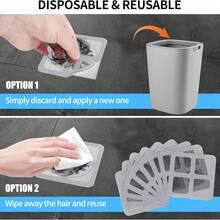 10/20 包一次性排水毛发收集器盖地漏贴纸淋浴网适用于浴室地板浴缸下水道方形过滤器自粘贴纸 3.9 * 3.9 英寸 - 銀色 - 查看 10