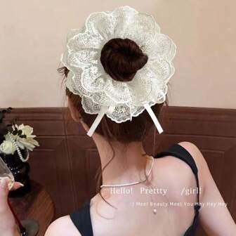 1pc Women Soft, Elegant Plastic Hair Scrunchy/Hair Scrunchie, Suitable For Bun/Ponytail, Dress Up, Daily Wear, Spring/Summer, Hair Ties, Scrunchy Hair Ties, Hair Bobbles, Casual, Washing Face, Hair Accessories Makeup Home Gym Woman Accessories