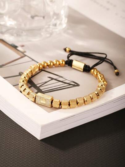 1 pieza Brazalete de joyería para inoxidable con cuentas de piña de lujo y corona de moda