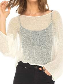 Summer Irregular Knitted Cover-Ups Crop Tops Y2k Aesthetic Vintage Boho Beach Vacation Going Out Clothes - 黃色 - 查看 2