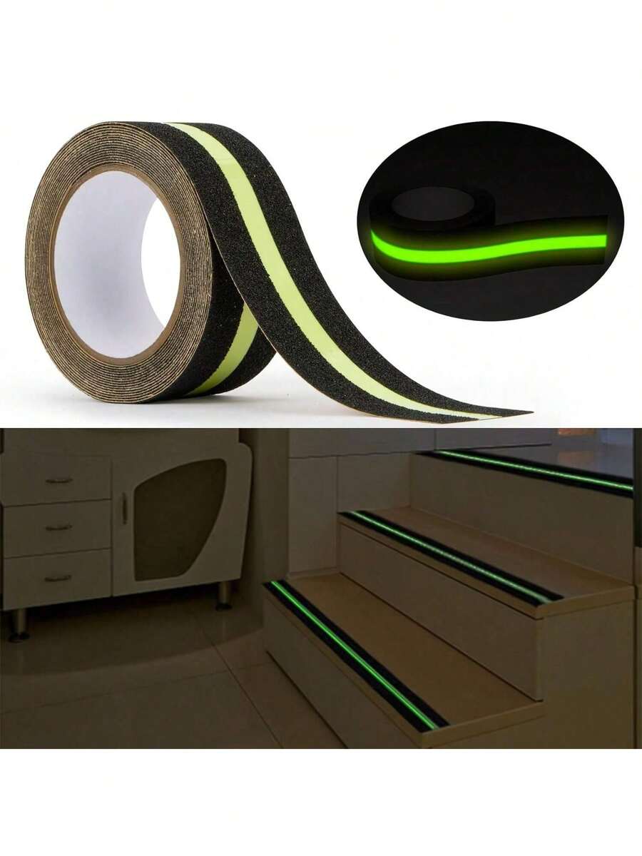 Heavy Duty Anti Slip Tape With Glow In The Dark Strips For Stairs Outdoor/Indoor Waterproof Non Skid Roll For Stair Steps Traction Tread Staircase Grips (1.97 Inch X 197inch, Black )Including Stairs, Patio, Entryways, Ladders, Scooters.