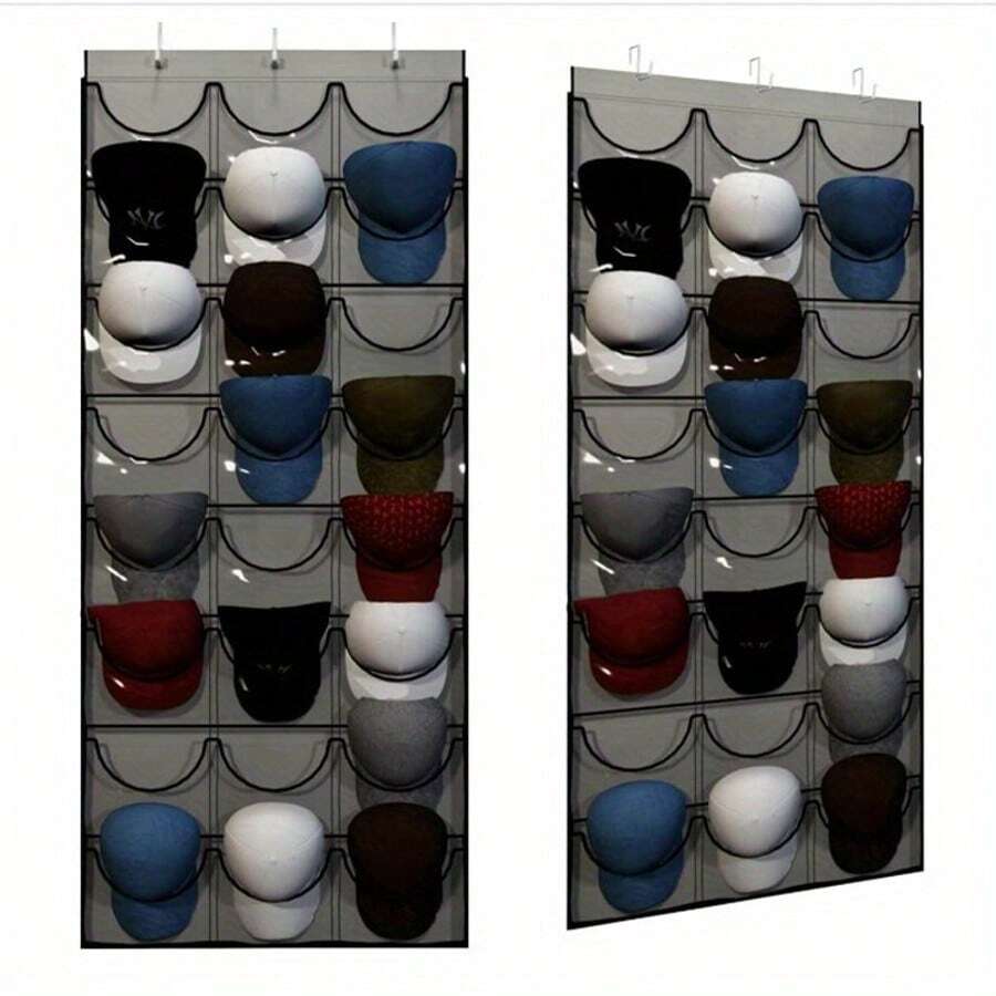 18/24 Pockets Hanging Door Hat Organizer Bag, Hat Storage Bag, Household Items Storage Bag, Sock Organizer Bag, Bra Organizer Bag, Over The Door Storage Bag