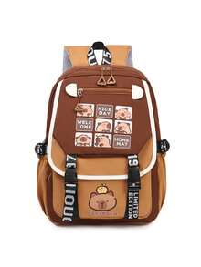 卡皮巴拉新款学生书包初中生大容量双肩包水豚卡通耐脏轻便双肩包