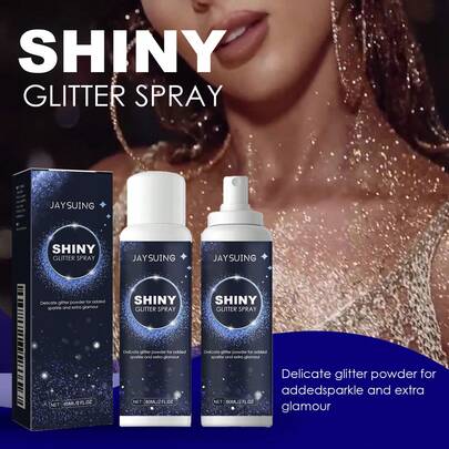 1 Bottle Glitter Spray, Silver Glitter Hair Gel, Hair & Body Glitter Spray, Silver Holographic Highlighter Spray, Suitable For Party Performance To Brighten Makeup