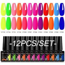 MEET ACROSS 7.3毫升荧光凝胶指甲油，红蓝霓虹色，夏季持久半永久可卸UV/LED凝胶指甲油，美甲用品，美甲DIY，家庭美甲沙龙