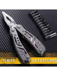 1 件户外露营生存救援工具不锈钢折叠便携式战术多功能钳子 24 合 1 多功能万能斜口钳五金 1 件多功能工具 24 合 1 多功能工具钳子，适用于生存露营和狩猎，适合男士、爸爸、丈夫和朋友的礼物