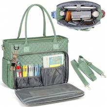 Teacher Tote Bag 15.6 Inch Laptop Bag For Women Work Bag Laptop Tote Nurse Bag Professional Computer Messenger Bag With Insulated Pocket, Laptop Briefcase For Office, College, Nursing - 薄荷綠 - 查看 1