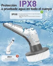 Cepillo Electrico para Baño Limpieza, [IPX8 Resistente al Agua] Cepillo Giratorio para Baño sin Cable con 9 Cabezas de Cepillo Reemplazables, Larga Duración, Mango Ajustable para Tina, Piso - Gris - Ver 7