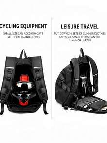 男士骑行背包，摩托车头盔收纳包，户外运动休闲包，大容量户外旅行背包，骑士背包，全盔骑行背包，健身包，头盔包，反光设计内置头盔骑行包，男士礼品，女士骑士礼品 - 彩色 - 查看 4