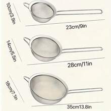 1pc/3pcs (23cm-28cm-35cm) Fine Mesh Strainer, Stainless Steel Colander, Multi-Purpose Kitchen Tool, Suitable For Sifting Flour, Tea Leaves, Cooking Oil, Coffee Powder, Juice, Ideal For Cooking And Baking, Great For Home Gatherings