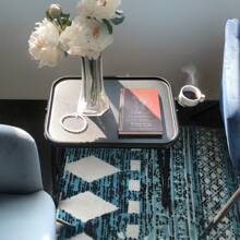 Meubles Cosy Folding Desk, Laptop Table, Bedroom Breakfast Table, Bedside Table, Kitchen Shelf, Coffee Table With Tray, 4 Adjustable Heights, 3 Tilt Positions, Metal Frame With Cup Holder, Black, 53cm X 37.5cm X 48.8/60.5/65.5/70.5cm - Black - View 3