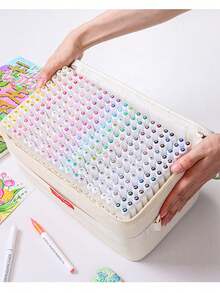 朗格288/240/192/96色直涂式丙烯颜料马克笔，带收纳袋，学生艺术专业绘画彩色软头马克笔，纸张紧密可堆叠，DIY涂鸦涂色书，可用于绘画玻璃、石头，防水人体彩绘笔，圣诞礼物