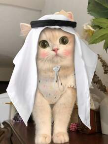 1 件宠物帽子和围巾服装，派对装饰，角色扮演，照片，可爱猫咪帽子，适合中型猫、小兔子和小型犬，不适合体重超过 33 磅的宠物 - 彩色 - 查看 11