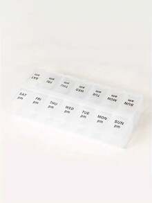 1 Stück 14-Fach Pillenbox, tragbare wöchentliche Pillenbox mit großer Kapazität, 14 Fächer Medikamentenaufbewahrungsbehälter, geeignet für den Schulstart - Verschiedenfarbig - Übersicht 6