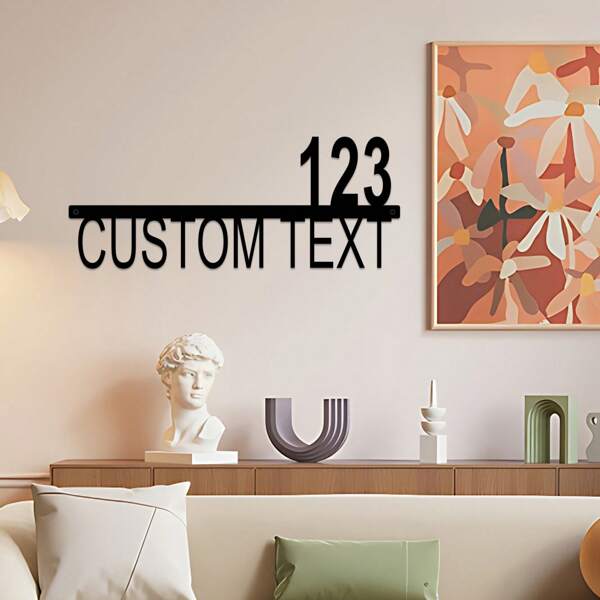 1pc Custom Metal Address Sign - Contemporary Style Wall Hanging House Number Plaque - Personalized Entryway Decor Without Electricity - Ideal For Home Decor & Personalised Gifts