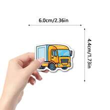 56pcs Transport Stickers, Transportation Stickers With Construction Truck Digger Engineering Car Train Motorbike Fire Truck Crane Airplane, Cute Cartoon Vinyl Stickers For Water Bottle Scrapbook