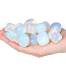 400G Opal Tumbled Polished White Crystals Bulk Crystal For Tumbling Cabbing Balancing Home Decoration Fish Tank Aquarium Vase Filler Gemstones Valentine's Day Festival Birthday Gift For Girl Woman 200G