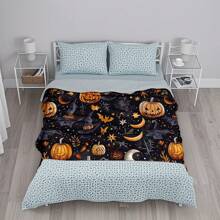 1 Piece-​Best - Selling Halloween Polyester Blanket, Witchy Pumpkin & Moon Pattern With Stars & Webs, Cozy Soft Throw For Couch/Bed, Spooky Seasonal Decor Must - Have