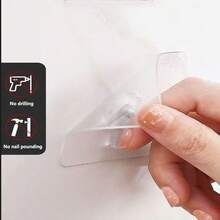 32/16/8/4pcs No Drill Invisible Nail Screw Adhesive Tile Hooks, Strong Sticky Wall Hooks For Photo Frame, Damage-Free Hanging - Clear - View 9
