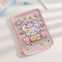 Borsa piatta trasparente e carina a forma di orso, borsa a mano piccola in PVC con tigre carina adatta per iPad/tablet da 11, 10,5 o 10,2 pollici, organizer per cancelleria scolastica