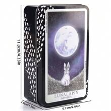 Cartas del Tarot Lunalapin en caja de lata con bordes dorados, baraja de tarot para adivinación y juegos de mesa