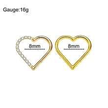 2 Pcs Daith Piercing Jewelry Hypoallergenic CZ Heart Cartilage Earring 18K Gold Plating Water Droplet Septum Ring 316L Stainless Steel Moon Helix Earring For Women