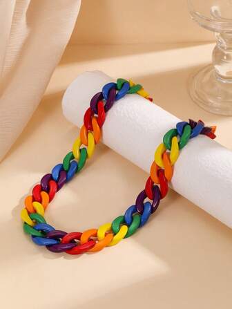 1 pezzo Collana per il mese di Pride - Catena per perline a forma di fiocco di pioggia colorante per donne, design leggero e durevole per accessori da festa quotidiani, regalo perfetto per lei, collana per charm