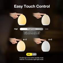 Rechargeable Egg-Shaped Night Light With 7 Color Modes, Adjustable Warm White LED, Suitable For Teen Sleep, Touch Controls And Timer - Battery Life Up To 100 Hours, Suitable For Room Decor, Bedroom Light