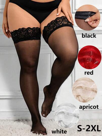 Meias altas tamanho grande até a coxa - Meias altas de renda preta, lingerie transparente até a coxa, meia-calça, Y2K