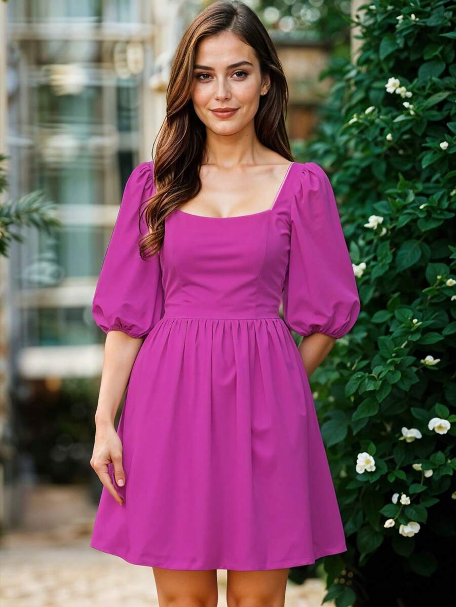 Women Short Dresses - Hot Pink - View 1