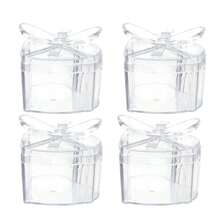 4 件心形糖果罐-塑料储物盒盖适用于婚礼糖盒糖果礼盒巧克力球盒创意透明心形蝴蝶结糖果盒，圣诞节和情人节礼物 - 彩色 - 查看 14