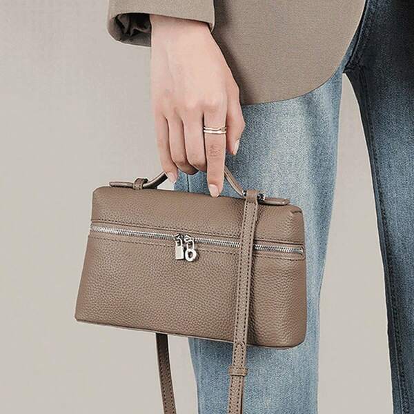 1pc Plain Litchi Pattern PU Leather Square Handbag, Women Fashion Small Shoulder Bag For Daily Commute