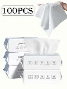 600片/400片/300片/200片/100片/50片/30片装一次性毛巾，加厚加大面巾，柔软卸妆湿巾，干用，护肤配件，适合敏感肌肤，干湿两用无纺布材质，柔软面巾，海滩度假必备，旅行必备 - 彩色 - 查看 9