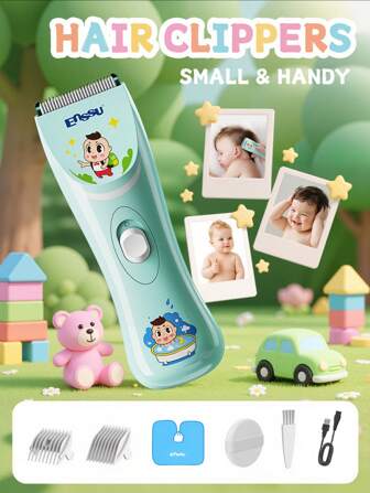 ENSSU 1-delige tondeuse, professionele stille tondeuse voor kinderen en peuters, oplaadbare draadloze haarsnijmachine voor kinderen, dubbel gebruik van droog en nat, huishoudelijke tondeuseset