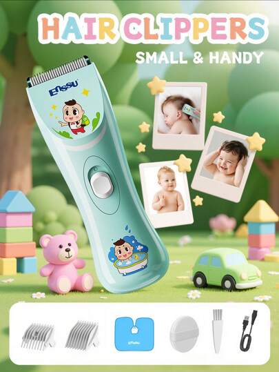 ENSSU 1 Stück Haarschneider, professioneller und geräuscharmer Haarschneider für Kinder und Kleinkinder, wiederaufladbarer kabelloser Haarschneidemaschine für Kinder, Doppelnutzung von trockenem und nassem Haarschnitt, Haushaltshaarschneider Set