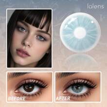Lalens Lentes de contacto de uso anual de la Colección Meta de Lalens - 1 par de lentes de contacto grises y blancos para agrandar naturalmente los ojos y para maquillaje de ojos
