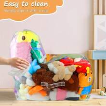 Borsa portaoggetti da divano di grandi dimensioni da 60 cm, coprisedile trasparente per bambole e peluche, poggiapiedi contenitore in PVC lavabile e durevole per animali di peluche, organizzazione domestica (esclusi i giocattoli di peluche)