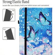 LZUniversal 7 8 Inch Android Tablet Case Dluggs Slim Folding Stand Folio Leather Case Cover For 7.08.5 Inch Tablet With Hand Strap Blue Butterfly1510 - 藍色蝴蝶 - 查看 3