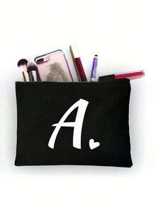 1 chiếc túi đựng mỹ phẩm tối giản in chữ cái ghép mảnh cho bé gái, màu đen, cỡ nhỏ, chữ A-Z, túi đựng mỹ phẩm, túi đựng đồ vệ sinh cá nhân di động, túi đựng mỹ phẩm tái sử dụng, túi đựng mỹ phẩm du lịch rộng rãi, phù hợp cho bé gái, có thể đựng tai nghe, phụ kiện, ví đựng tiền xu. - màu đen - Xem 30