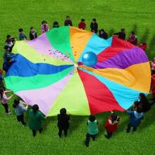 78.74in/118.11in Toss Rainbow Parachute, Outdoor Gymnastics Training Equipment, Multi-Person Sports & Recreation Umbrella, Sensory Integration Training Rainbow Umbrella, 8 Colorful Fun Gift Suitable For 10 Scenarios, Team Building And Group Activities, Includes Storage Bag