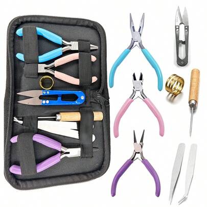8pcs/1set, 2pcs/1set Is An Advanced Pliers Tool Kit For DIY Production, Which Includes Three Different Multifunctional Pliers, Two Tweezers, One Cone, One U-Shaped Scissors, And One Opening Ring. It Is Suitable For Beginners And Experts, And Is Easy To Store. It Is A Must-Have Tool Kit For Families (Three Pliers Pink/Purple Pink Blue) In Two Styles