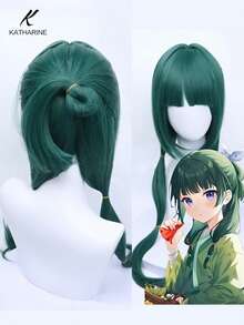 深绿色动漫假发，适合角色扮演和日常使用 - 长直合成发，带刘海，男女通用可调节帽子，适合角色扮演、派对、节日和所有种族万圣节派对（不包括配饰） - 綠色 - 查看 2