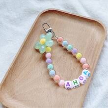 1pc Macaron Color Mixed Pearl/Flower Beads/Letter Bead Bag/Phone Charm Backpack Decor Keychain For Bag - Multicolor - View 18