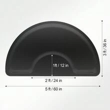 Salon Chair Anti-Fatigue Floor Mat For Barber Shop - 3'x5' Black Semi Circle For Hair Stylist - 1/2" Thick Standing Mat - Black - View 3