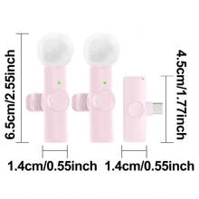 Wireless Lavalier Microphone With Noise Reduction Cover Plug-Play Professional Noise Reduction Recording Clip Mic Plug-Play 2.4G Ultra-Low Delay Built-In Noise Reduction Chip Working Time,Wireless Mic For PC,IOS, Andriod,Record Vlogs,Live Stream Pink